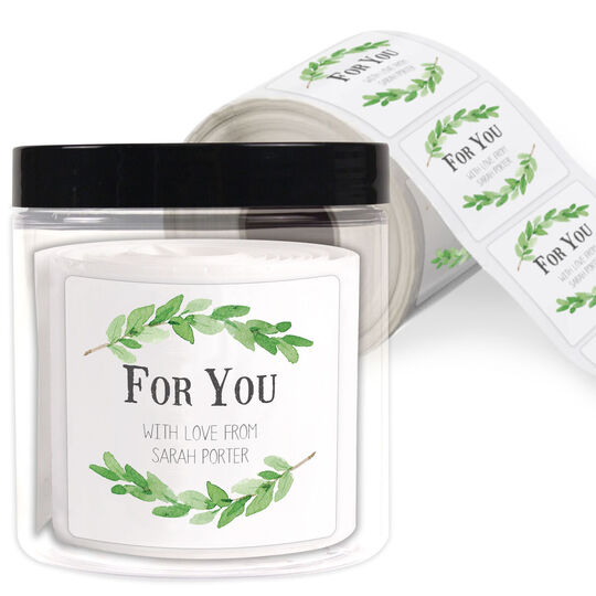 Two Sprigs Square Gift Stickers in a Jar